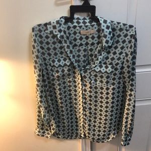 A teal business blouse from LOFT